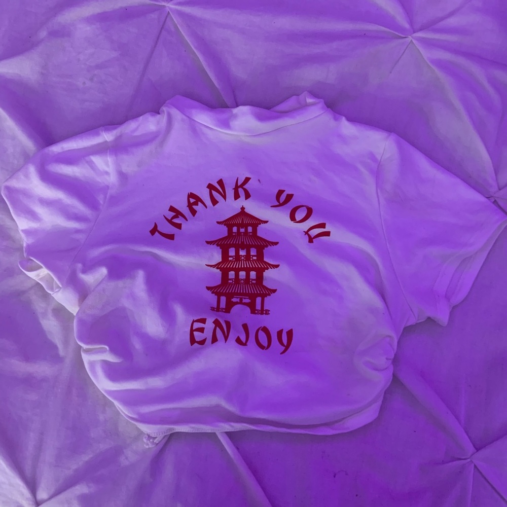 “thank you, enjoy” backless crop top 💮